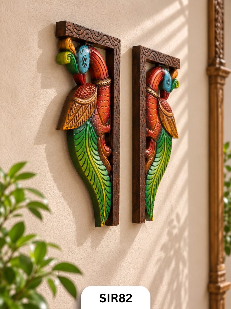 Wooden Parrot Wall Hanging Decor - Height 14" INCH, WIDTH 7"INCH