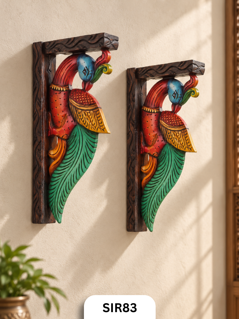 Wooden Parrot Wall Hanging Decor - Height 14" INCH, WIDTH 7"INCH