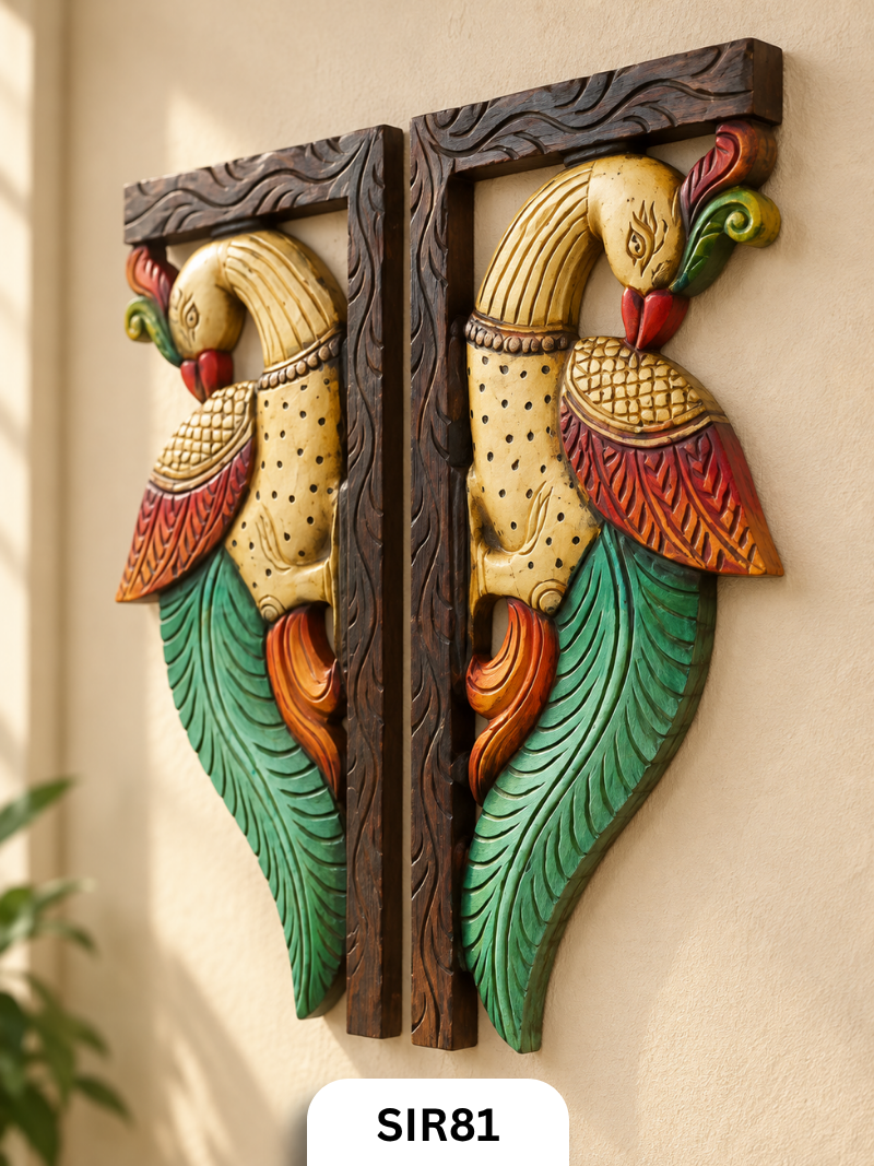Wooden Parrot Wall Hanging Decor - Height 14" INCH, WIDTH 7"INCH