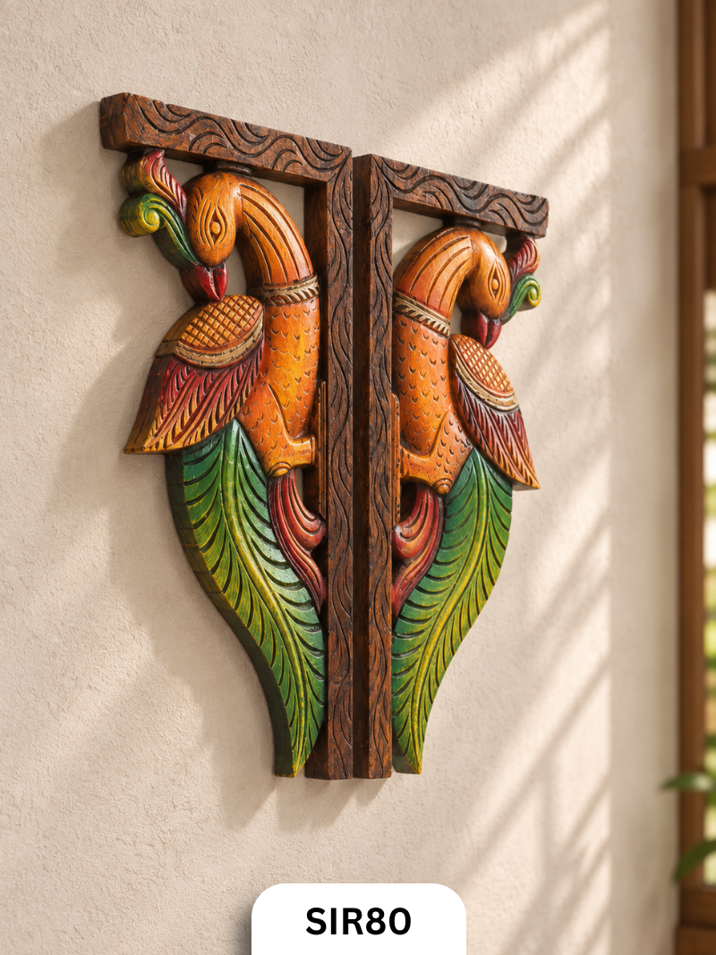 Wooden Parrot Wall Hanging Decor - Height 14" INCH, WIDTH 7"INCH