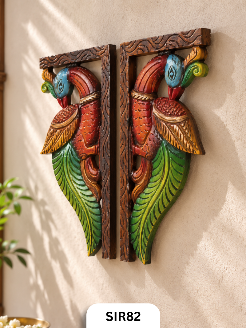 Wooden Parrot Wall Hanging Decor - Height 14" INCH, WIDTH 7"INCH