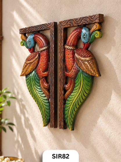 Wooden Parrot Wall Hanging Decor - Height 14" INCH, WIDTH 7"INCH