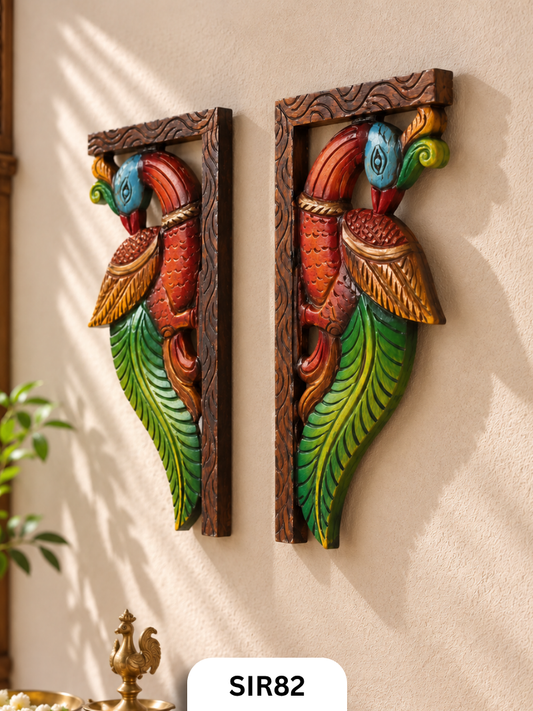 Wooden Parrot Wall Hanging Decor - Height 14" INCH, WIDTH 7"INCH