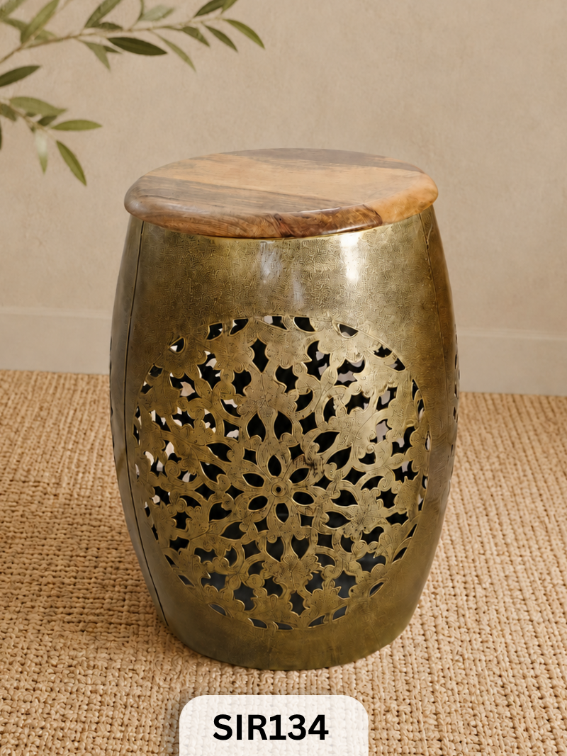 Iron Damroo Stool - 33Cm Diameter X 44Cm Height