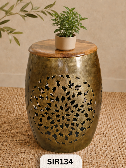 Iron Damroo Stool - 33Cm Diameter X 44Cm Height
