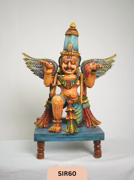 Wooden Garuda Vahanam Statue - Height 23" Inch, Width 12"Inch