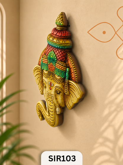 Jodhpur RajGanesh Handcrafted Wooden Ganesha Wall Hanging  Premium Vastu Entrance Decor