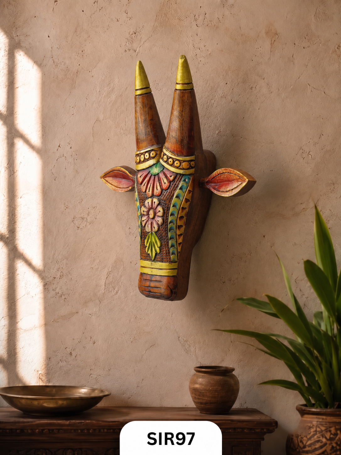 Nandibloom Handcrafted Wooden Wall Hanging | Artisan Wooden Wall Art | H:14.5 W:14.5