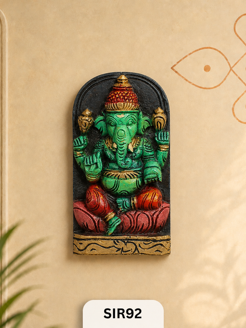 Classic Wooden Lord Ganesha Idol Artisan Handcrafted Religious Decor | H:9 Inch W:4.5 Inch