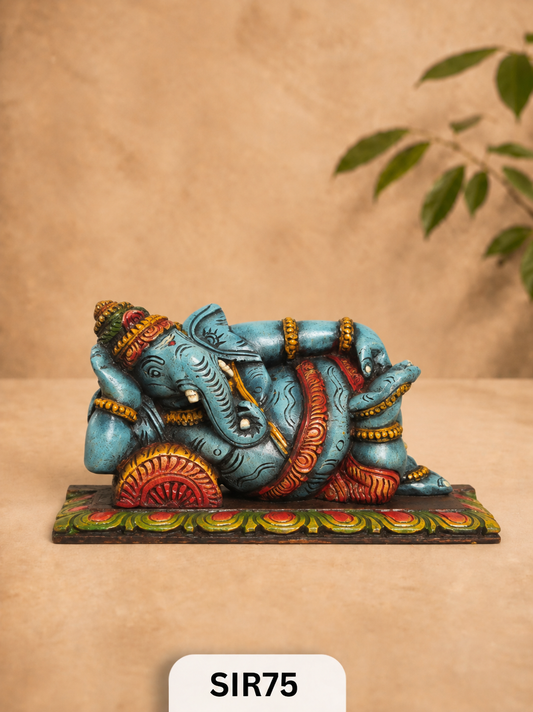 Wooden Sleeping Ganesh - Height 9" Inch, Width 16"Inch