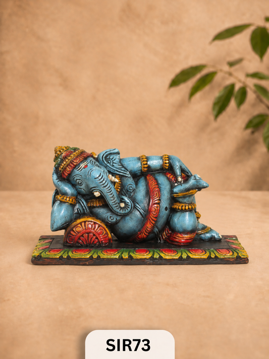 Wooden Sleeping Ganesh - Height 9" Inch, Width 16"Inch