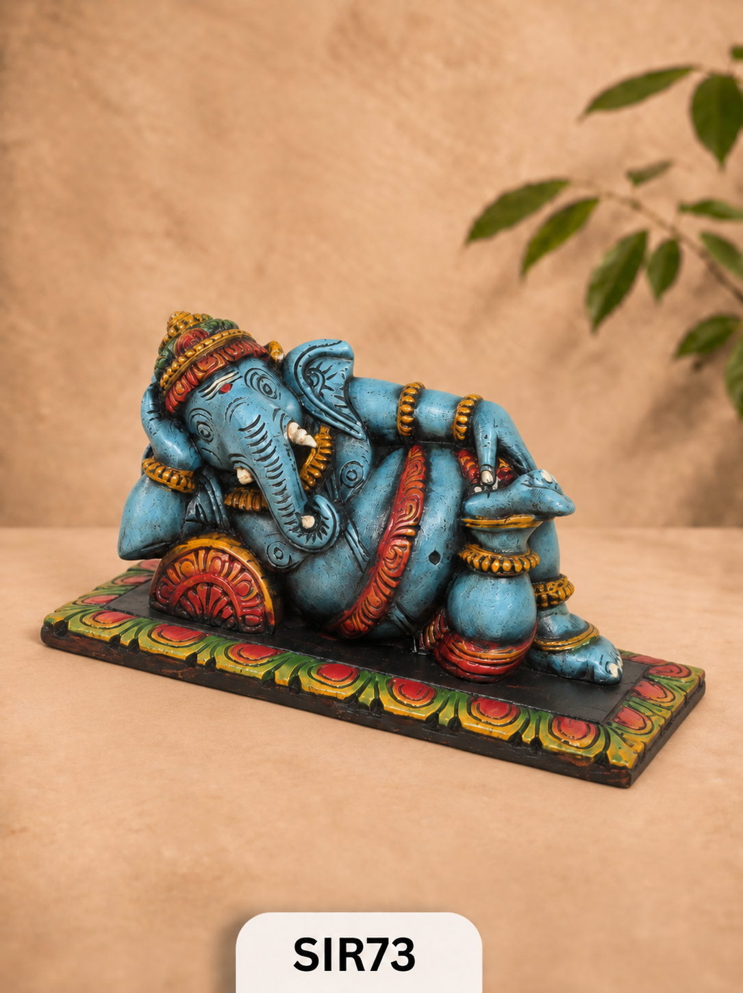Wooden Sleeping Ganesh - Height 9" Inch, Width 16"Inch