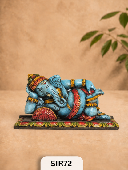 Wooden Sleeping Ganesh - Height 9" Inch, Width 16"Inch