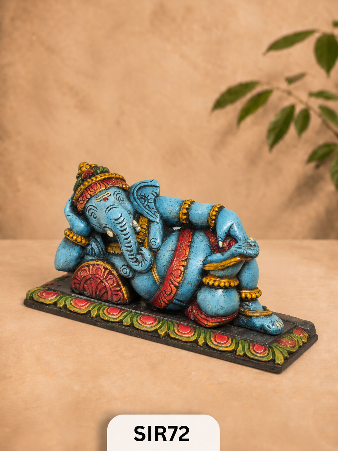 Wooden Sleeping Ganesh - Height 9" Inch, Width 16"Inch