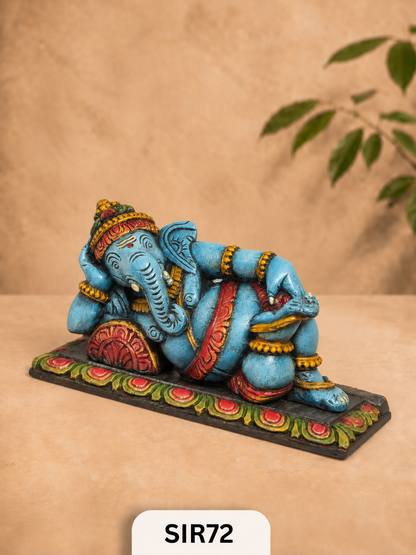 Wooden Sleeping Ganesh - Height 9" Inch, Width 16"Inch