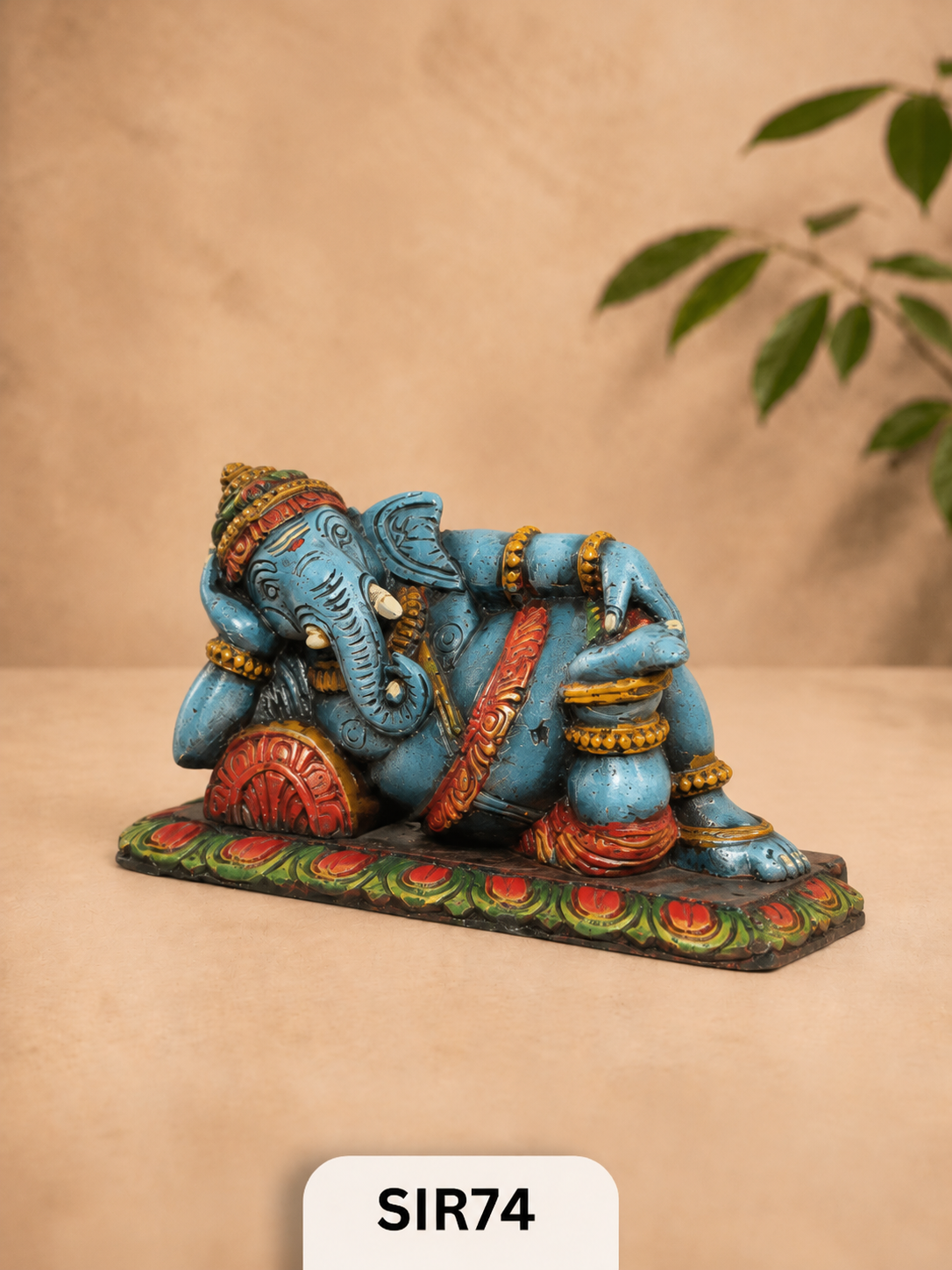 Wooden Sleeping Ganesh - Height 9" Inch, Width 16"Inch