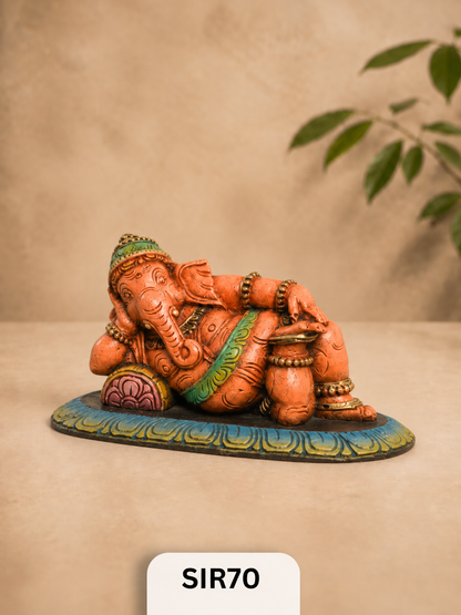 Wooden Sleeping Ganesh - Height 9" Inch, Width 16"Inch