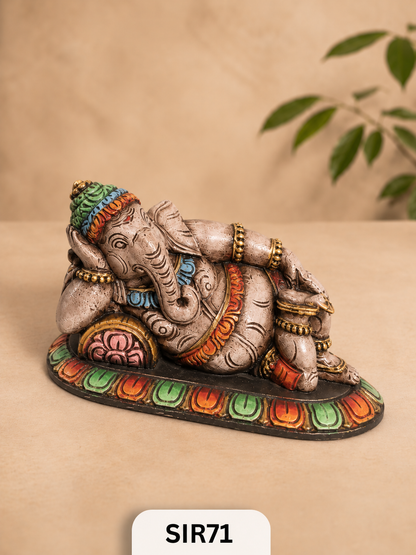 Wooden Sleeping Ganesh - Height 9" Inch, Width 16"Inch