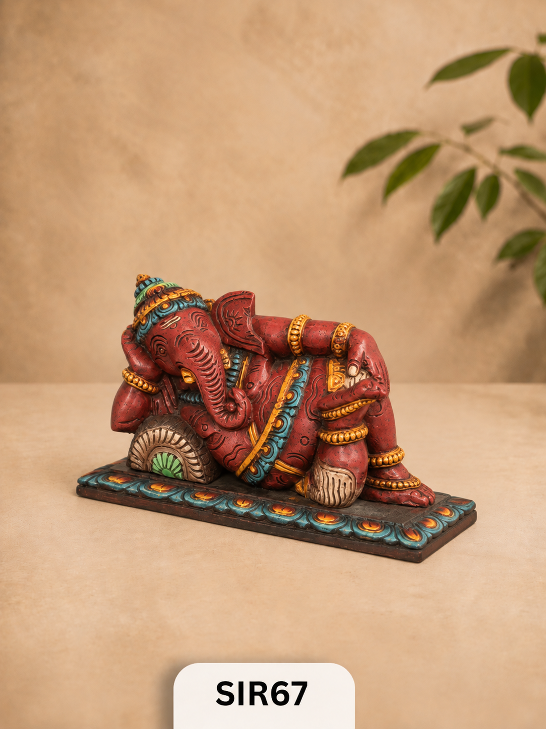 Wooden Sleeping Ganesh - Height 9" Inch, Width 16"Inch