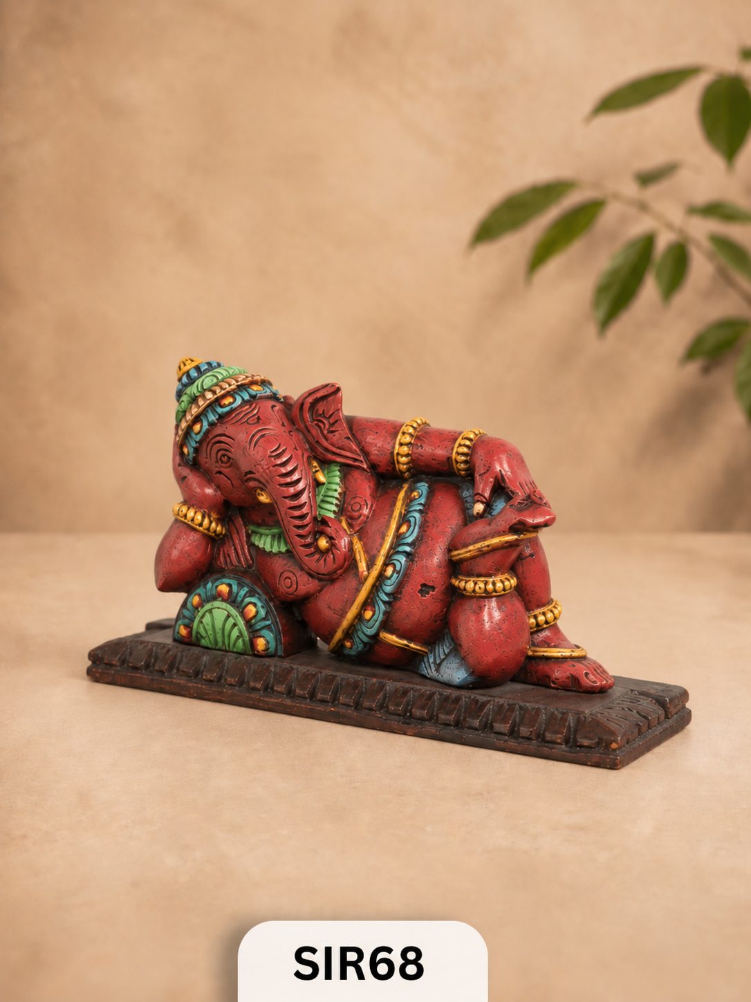 Wooden Sleeping Ganesh - Height 9" Inch, Width 16"Inch