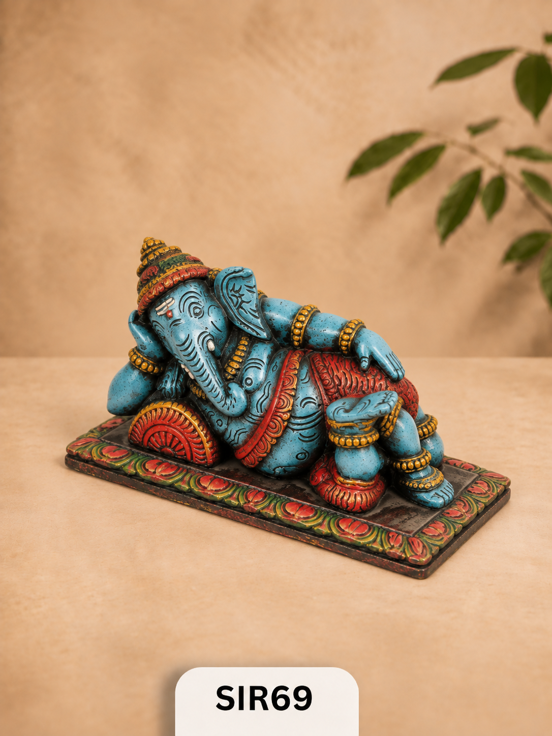 Wooden Sleeping Ganesh - Height 9" Inch, Width 16"Inch