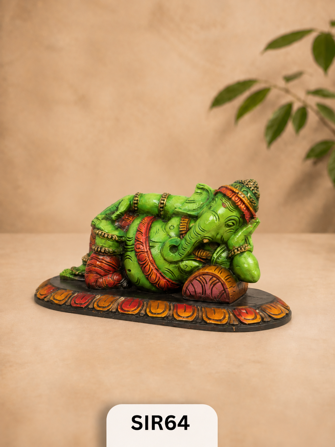 Wooden Sleeping Ganesh - Height 9" Inch, Width 16"Inch
