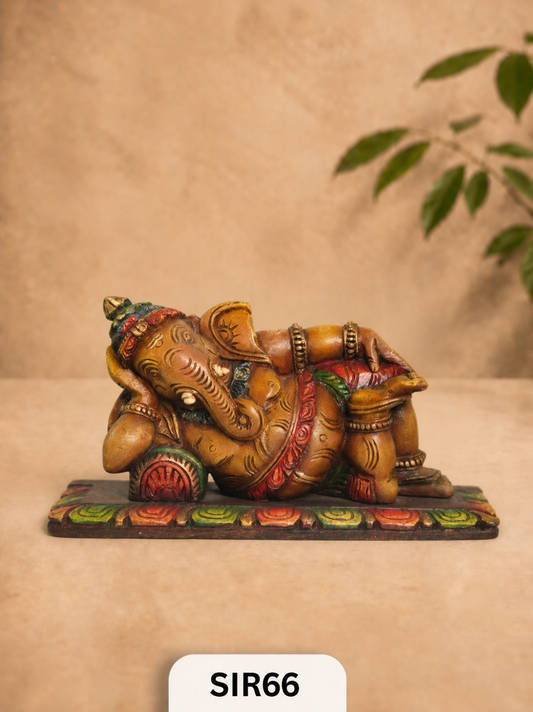 Wooden Sleeping Ganesh - Height 9" Inch, Width 16"Inch