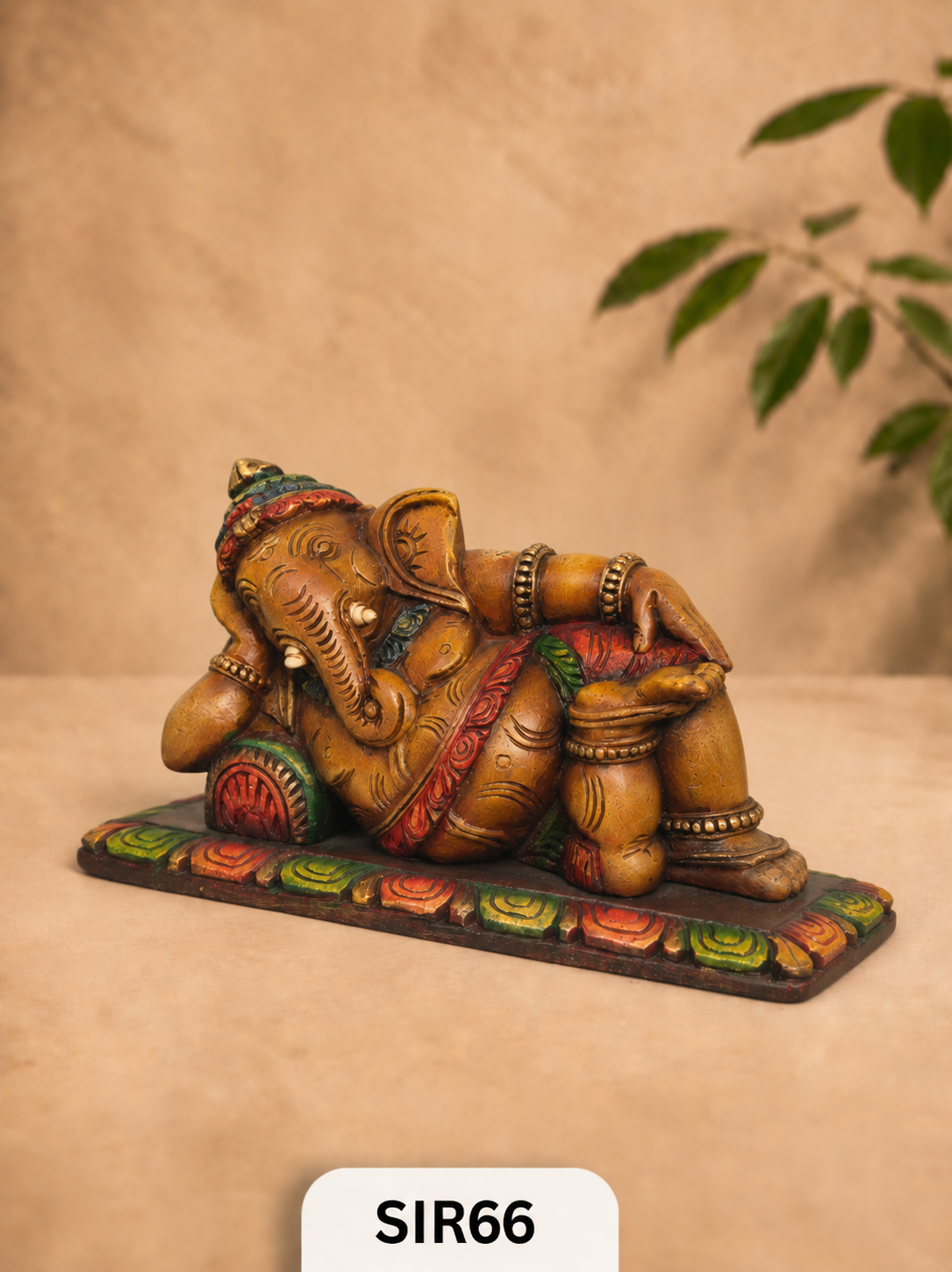 Wooden Sleeping Ganesh - Height 9" Inch, Width 16"Inch
