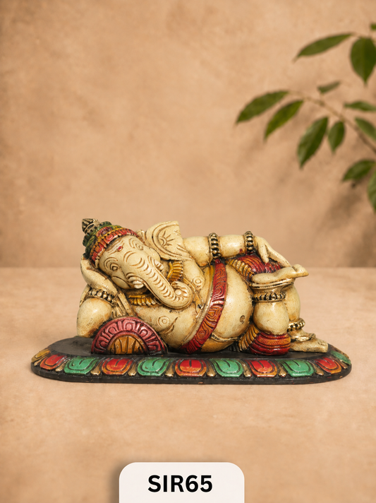 Wooden Sleeping Ganesh - Height 9" Inch, Width 16"Inch