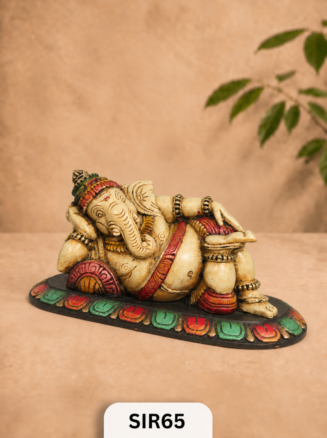 Wooden Sleeping Ganesh - Height 9" Inch, Width 16"Inch
