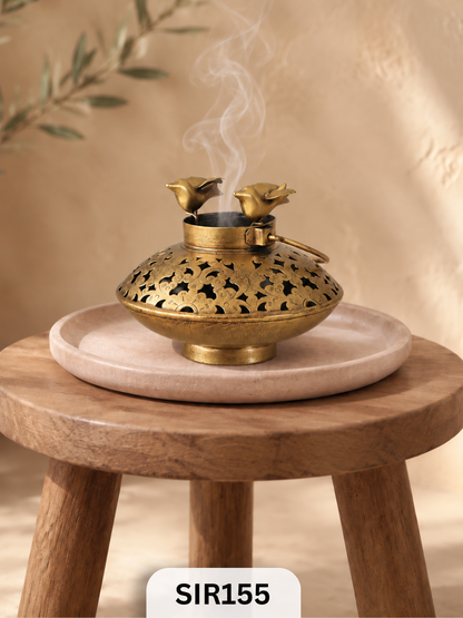 Twin Bird Incense Burner / Candle Holder | Brass Coated