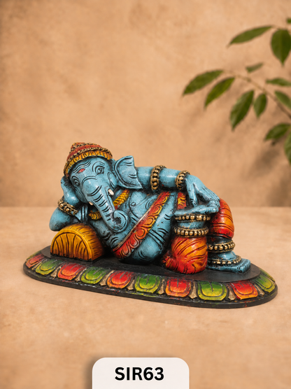 Wooden Sleeping Ganesh - Height 9" Inch, Width 16"Inch