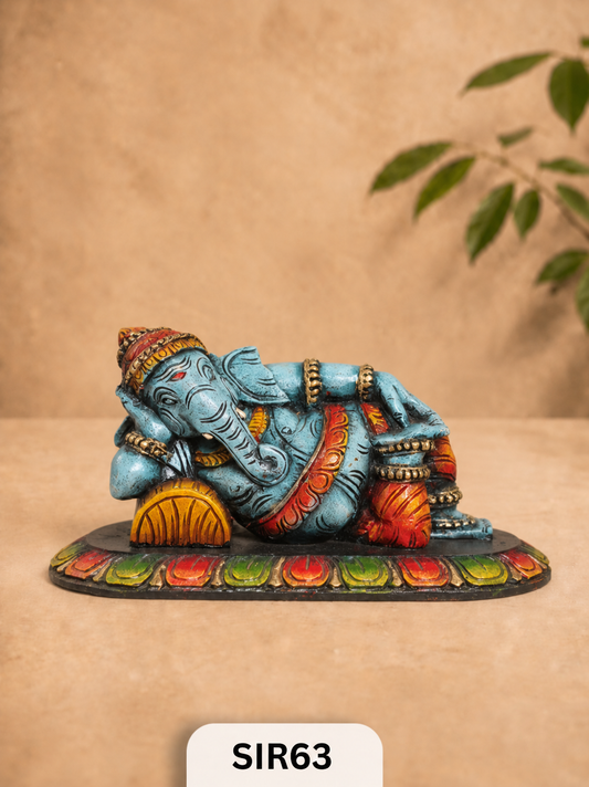Wooden Sleeping Ganesh - Height 9" Inch, Width 16"Inch