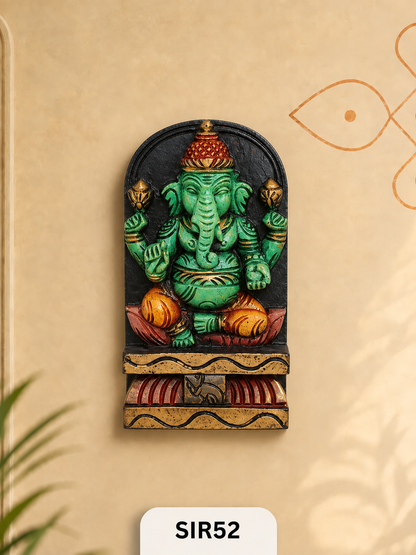 Wooden Ganesha Statue - Height 9" Inch, Width 5"Inch