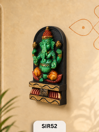 Wooden Ganesha Statue - Height 9" Inch, Width 5"Inch