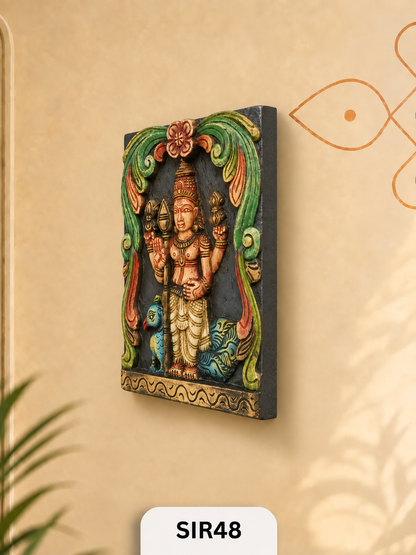 Wooden Lord Murugar Wall Frame - Height 12" Inch, Width 10"Inch