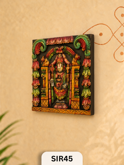 Wooden Lord Perumal Wall Frame - Height 12" Inch, Width 12"Inch