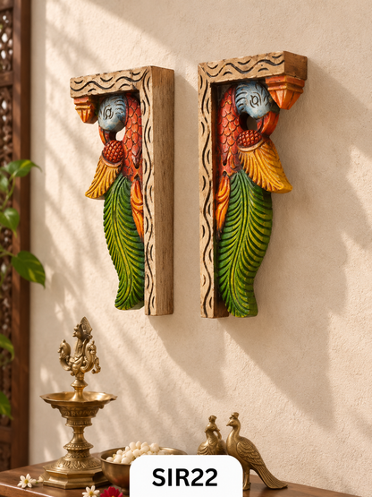 Wooden Parrot Wall Hanging Decor - Height 12" INCH, WIDTH 6"INCH