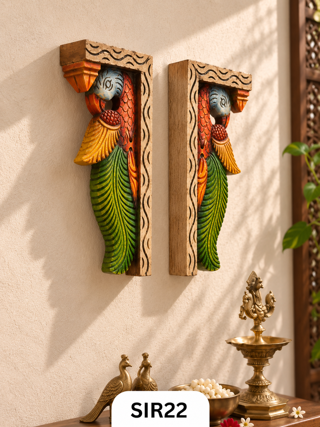 Wooden Parrot Wall Hanging Decor - Height 12" INCH, WIDTH 6"INCH