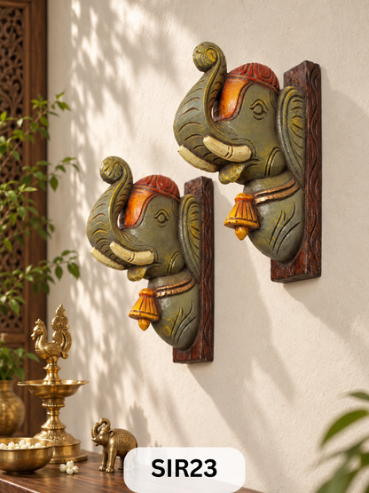 Wooden Elephant Wall Hanging Decor - Height 10" INCH, WIDTH 8"INCH