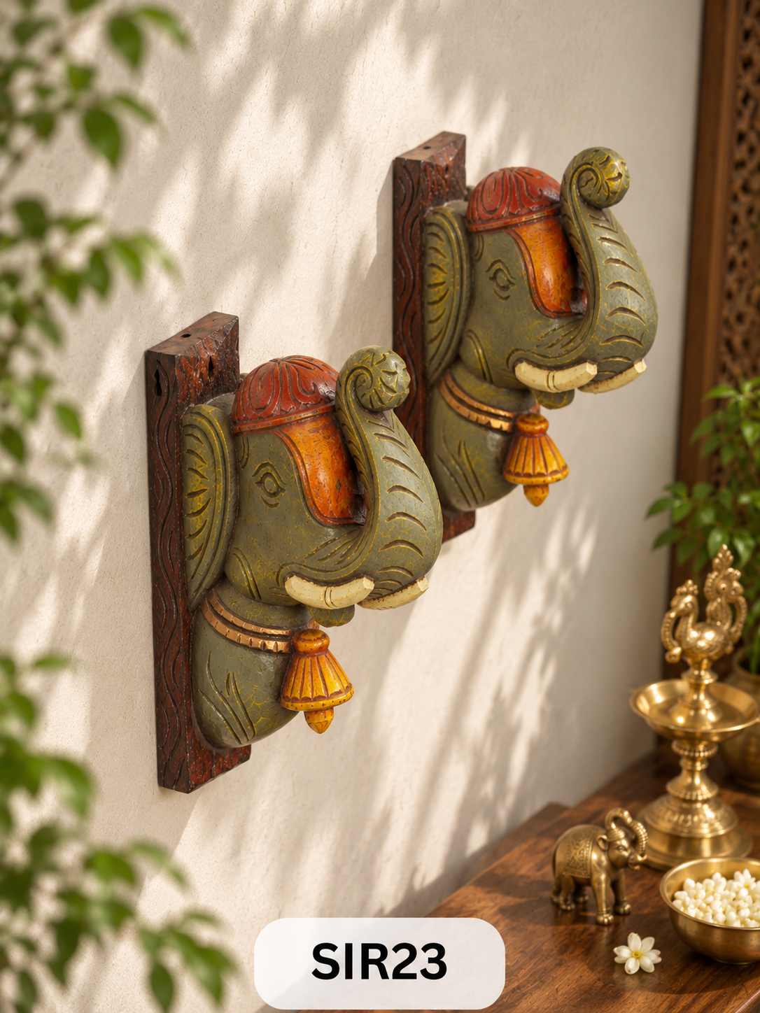 Wooden Elephant Wall Hanging Decor - Height 10" INCH, WIDTH 8"INCH