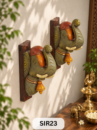 Wooden Elephant Wall Hanging Decor - Height 10" INCH, WIDTH 8"INCH