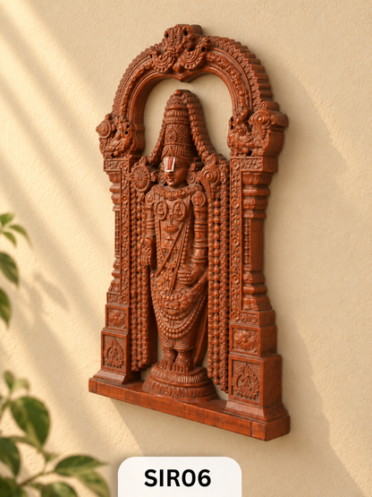 Wooden Lord Perumal Wall Hanging - Height 12" INCH, WIDTH 9"INCH
