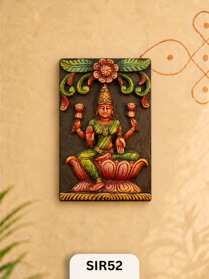 Wooden Goddess Gajalakshmi - Height 11" INCH, WIDTH 8"INCH