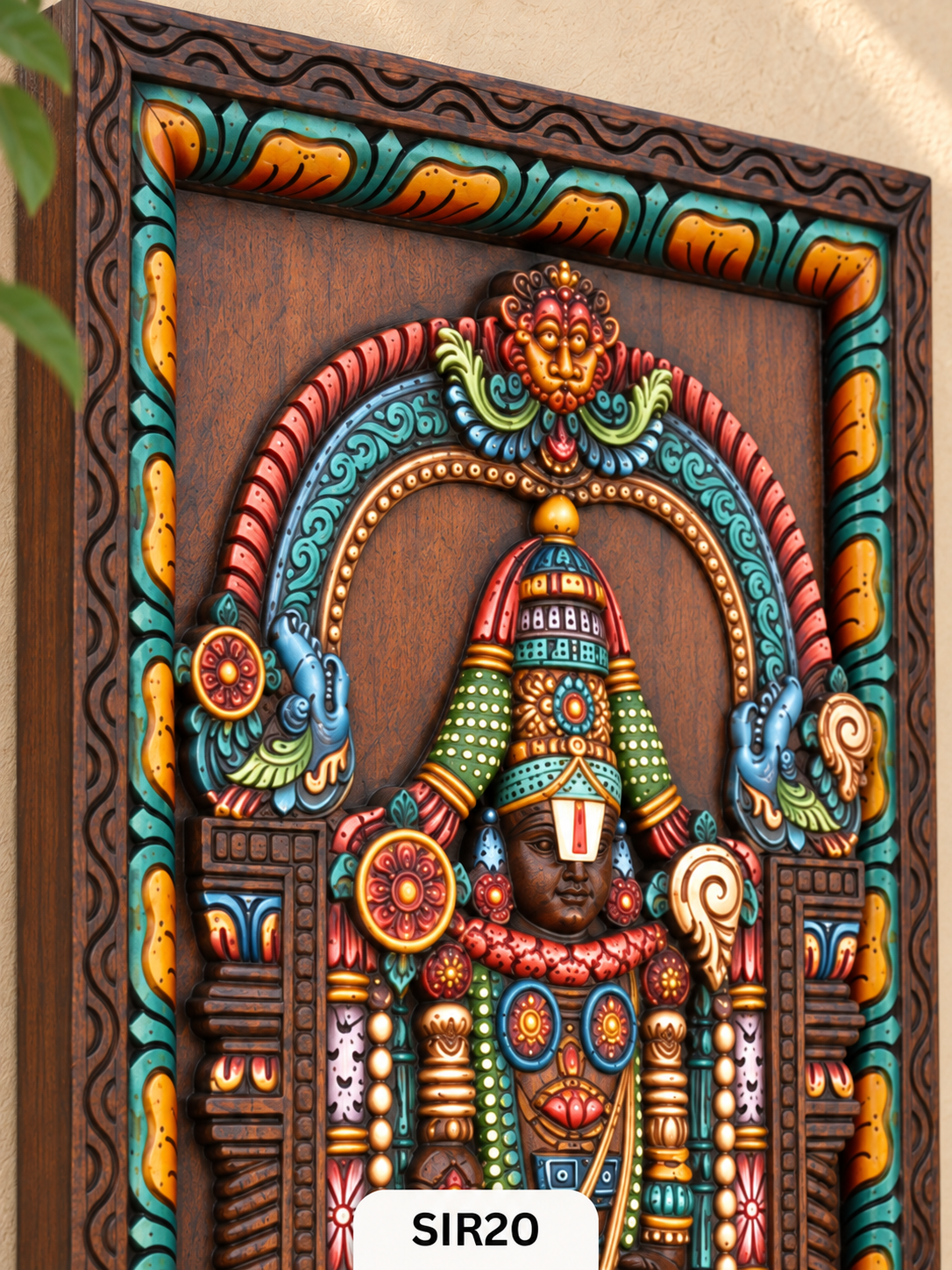 Wooden Lord Perumal Wall Frame - Height 24" INCH, WIDTH 15"INCH