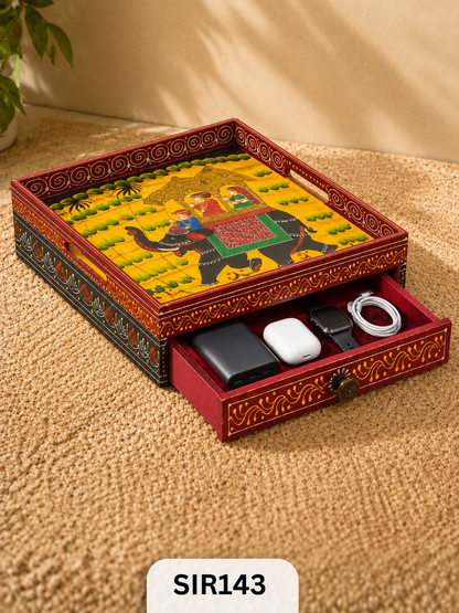 Jodhpur Wooden Drawer With Tray | H:3.5IN W:12IN L:12IN