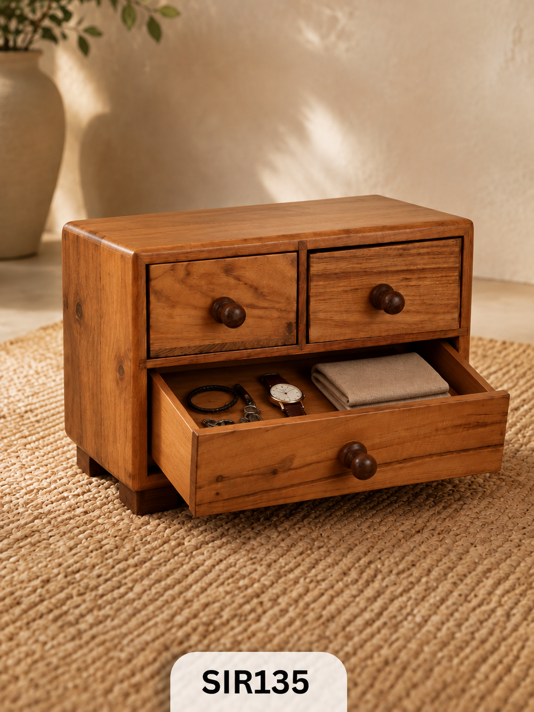 Handcrafted Wooden Cabinet with Drawers