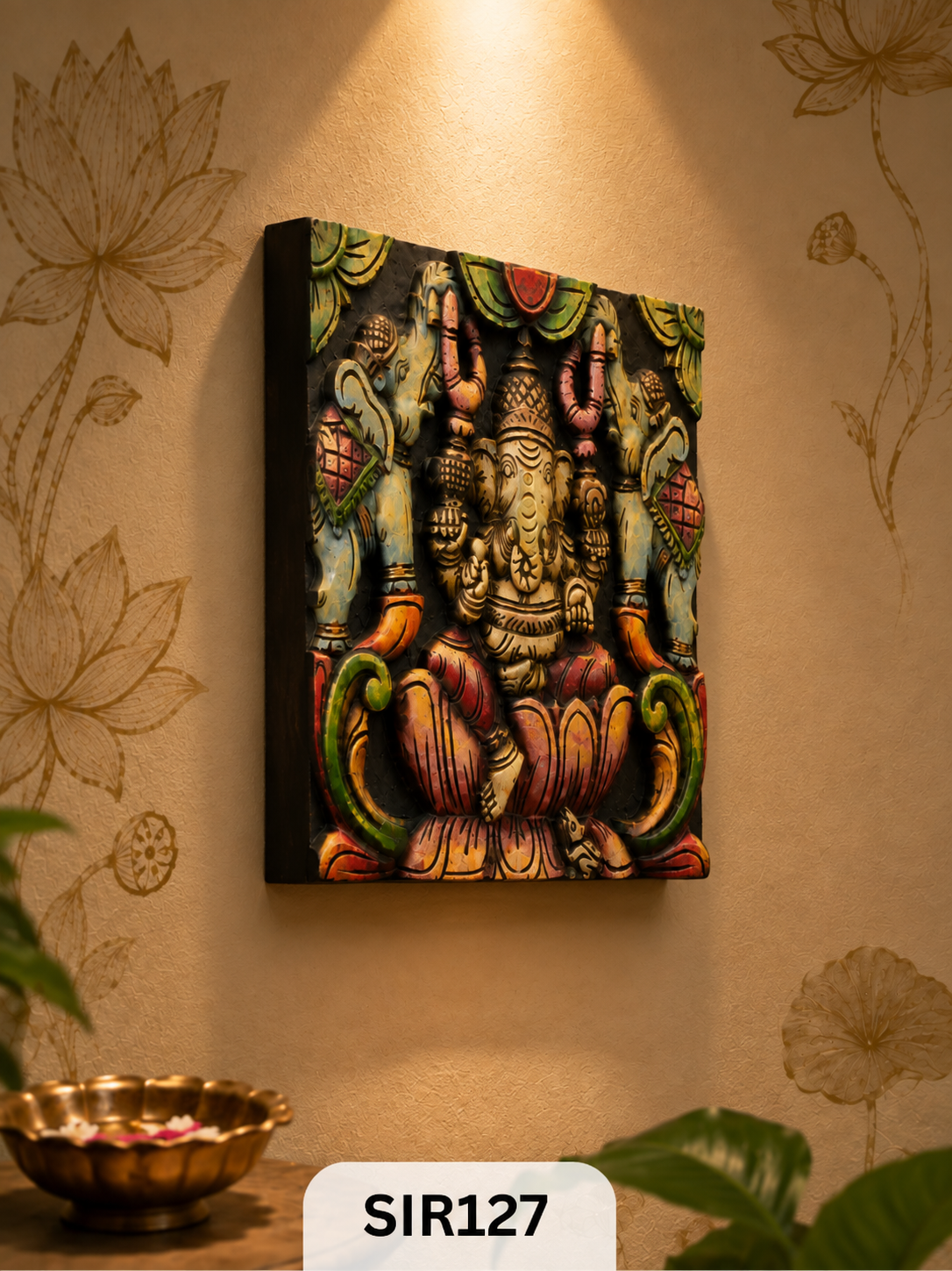 Padma Ganesha – Sacred Lotus Wooden Wall Art