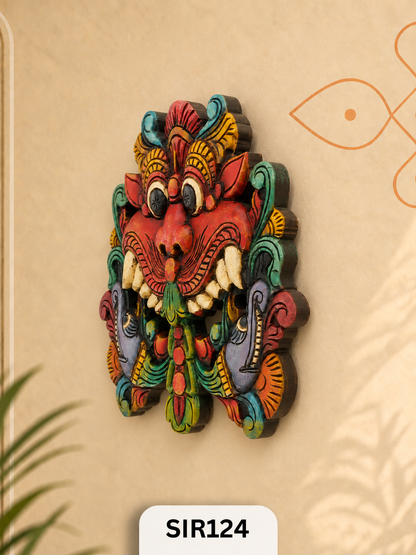 Kirtimukha ( drishti bommai ) – Traditional Wooden Guardian Wall Sculpture