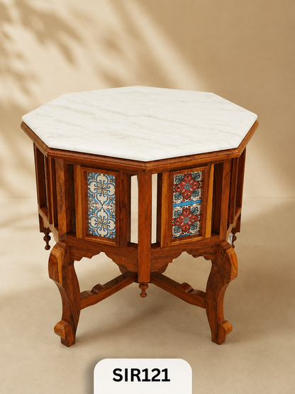 Classic Hexagonal Tiled Table with Jodhpur Granite Marble Top | shipping will be added as per location